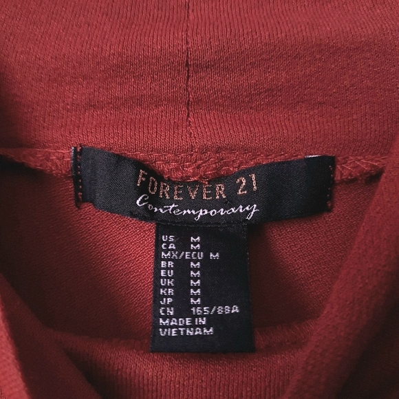 F21 Contemporary Mock Neck Long Sleeve Knit Top Rust Women's M - Picture 6 of 13